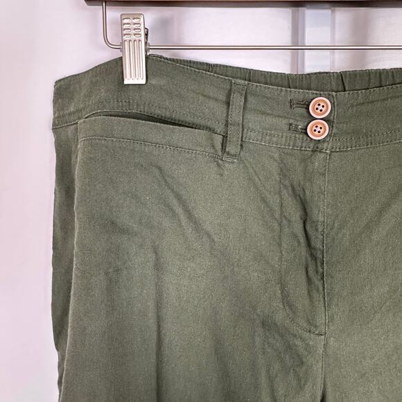 J.Jill Women's‎ XL Linen Stretch Wide Leg Ankle Pants Olive Green Classic Staple - Picture 2 of 9